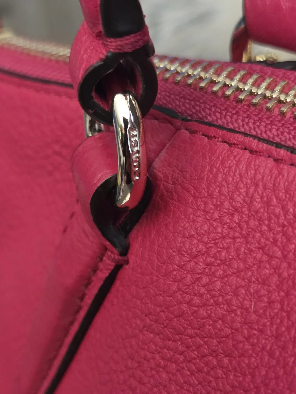 Coach Pebbled Leather Mini Kelsey Satchel Crossbody Pink/Fuchsia EUC